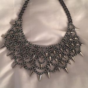 Silver spike statement necklace